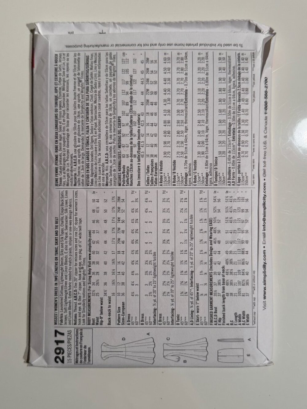 Simplicity Pattern - new - Picture 2 of 2